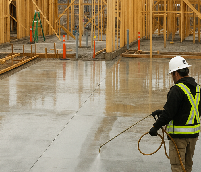 Curing and sealing concrete after pouring